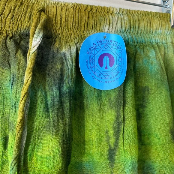 NWT• Made in Nepal Harem Pants Green Tie Dye Boho Festival Cotton Crinkle Genie - Picture 10 of 10